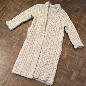 Zara 100% Wool Cable Knit sweater coat size Medium